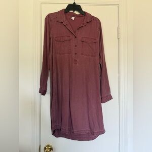 Old Navy Long Sleeve Mauve Shirt Dress NWOT
